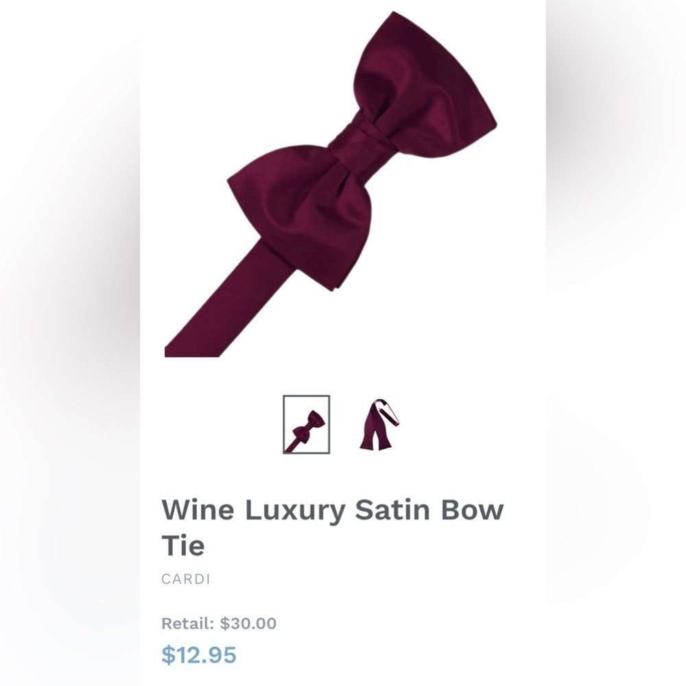 Wine Burgundy Maroon Wedding Prom Tuxedo Pre Tied clip on Bow tie bowtie